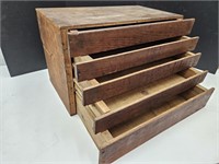 Vinatge 6 Drawer Wooden Box 19.5x11x12 w/Adv.