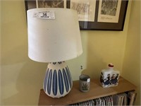 Lamp & Two Pottery Pcs