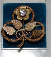 Antique Victorian / Nouveau Clover Pin, Gold