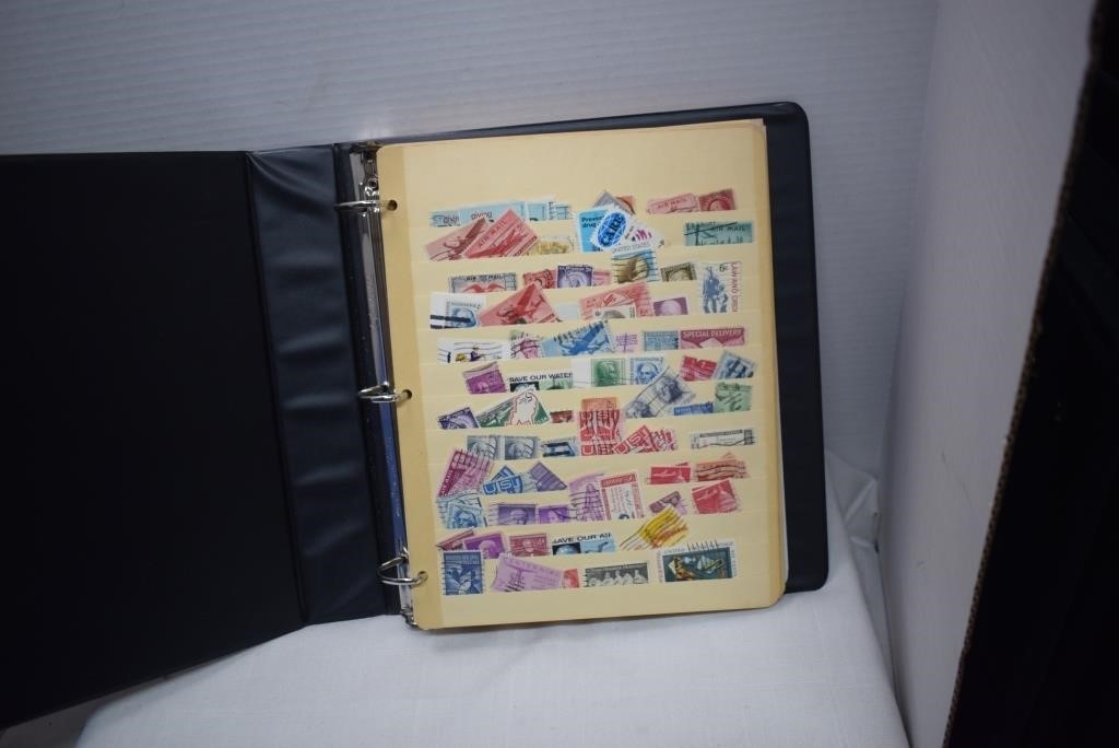 Plate Block & Cancelled Stamp Binders w/ Stamps