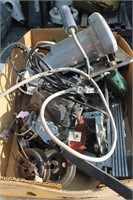 LARGE LOT OF MISC TOOLS,PULLEY'S,RIP FENCE,ETC