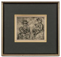 "Trois Esquisses de Maternite", Renoir Etching.