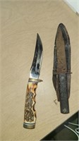 Schrade knife with antler handle and bonus knife