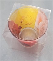 NEW- PRINTED VOTIVE GLASS CUP FOR CANDLES