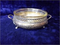 Hammered Silverplate Serving Dish with Insert