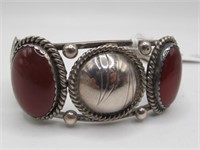 STERLING CARNELIAN CUFF NATIVE SIGN VALUE $400 1.5