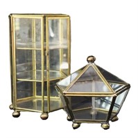 Pair of Small Glass Jewelry / Display Boxes
