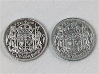 1947 & 1948 CAD 50 CENT COINS