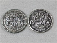 1957 & 1958 CAD 50 CENT COINS