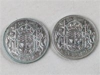 2 X 1953 CAD 50 CENT COINS