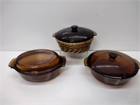 Amber Covered Casserole Dishes