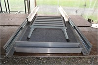 RV underbody sliding tray, folding entry step