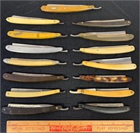 NICE COLLECTION OF 15 ANTIQUE STRAIGHT RAZORS