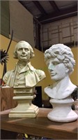 Two bust statues, molded plastic Thomas Jefferson