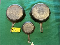 3- Griswold Skillets w/ fire rings