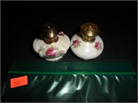 White with Rose Salt and Pepper Shakers