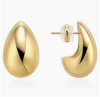 LecAit 14K Gold Chunky Waterdrop Earrings for
