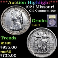 *Highlight* 1921 Missouri Old Commem 50c Graded BU