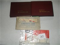 9 AIRCRAFT LOG BOOKS AND QUEEN MARY SAILING TICKET
