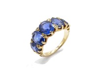 Large antique sapphire & yellow gold ring