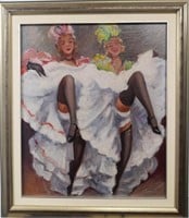 Cancan Dancers, Oil on Canvas, Signed