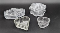 CRYSTAL CANDY DISH AND JEWELRY BOX AND HOLDERS