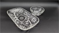 VINTAGE ANCHOR HOCKING CELERY TRAY AND SMALL BOWL