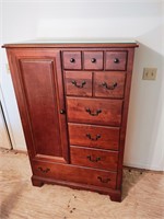 Wooden Tall Dresser with Glass Top