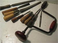 ANTIQUE HAND TOOLS - Hand Drill Chisels Files