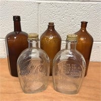 Vintage Brown Bottles & Syrup Bottles