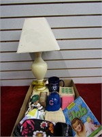 Lamp, Chicago cubs helmet and misc.