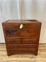 George Zee Chinese Carved Lift Top Chest w/Drawers