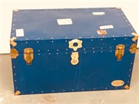 blue trunk  metal clad  35 x 19x 19 inches