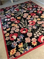 9.5 ft by 7.5 ft Vera Bradley wool hooked rug-