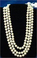 Kissaka 3 Strand Hand Knotted Pearl Necklace