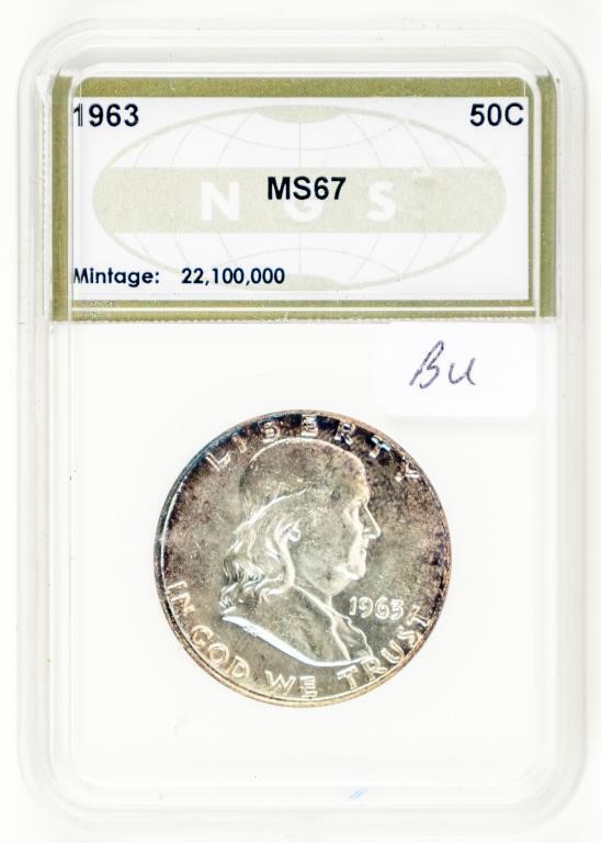 Coin 1963(P) Ben Franklin Half Dollar NGS-MS67