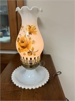 Vintage Milk Glass Electric Hurricane Style Lamp