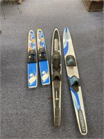 (2) Set of Vintage Wooden Water Skis includes rare