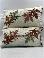 NEW Lot of 2- Leaf Decor Couch Pillows