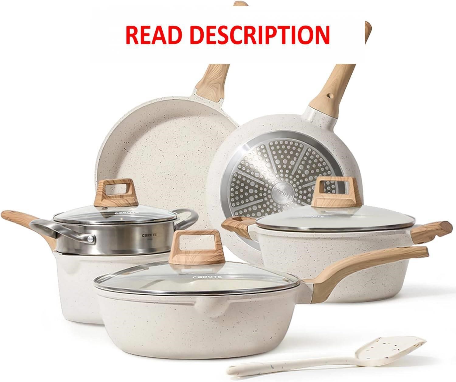 CAROTE Pots and Pans Set Nonstick  White