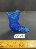 Fenton Blue Glass Boot