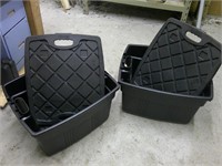 two heavy black totes/lids