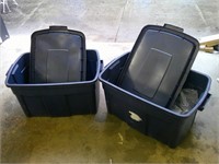 two empty totes, lids