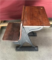 Antique Metal/Wood School Desk