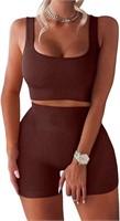 Workout Sets for Women 2 Piece Ribbed Size XS