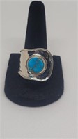 Sterling ring with turquoise stone sz 10 marked