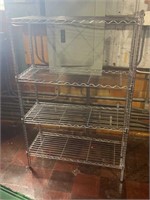 4 shelf metal rack 35.5” long by 14” wide by