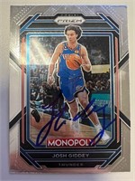 Thunder Josh Giddey Signed Card with COA