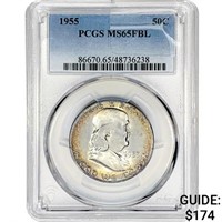 1955 Franklin Half Dollar PCGS MS65 FBL