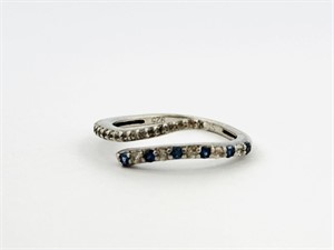 925 Sterling Silver Blue & White Topaz Ring